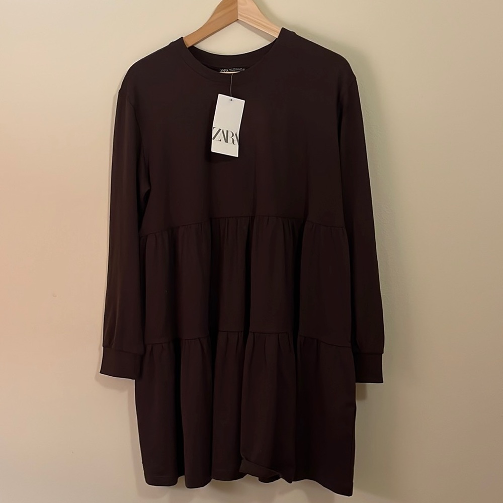 Zara Brown Cotton Dress
